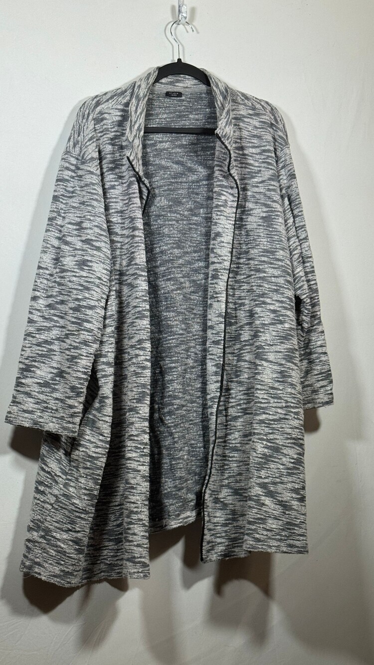 Studio 1886 Gray Marled Knit Cardigan Open Front Sweater